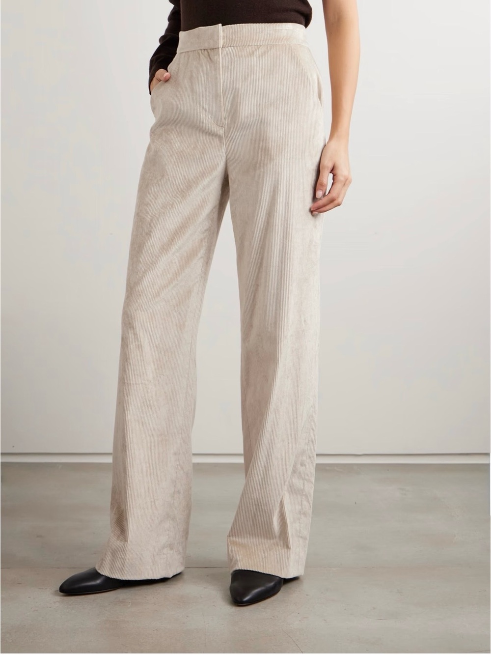 VERONICA BEARD Grigore cotton-blend corduroy wide-leg pants in Heathered Sand
